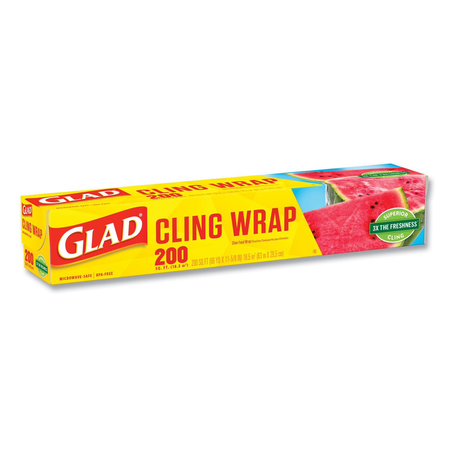 CLO00020 : Glad® Clingwrap Plastic Wrap, 200 Square Foot Roll, Clear