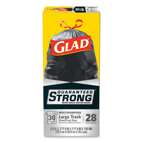 Glad 30 Gallon Large Drawstring Garbage Bags, 6 Boxes CLO78966