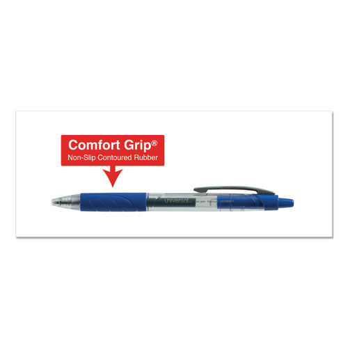 Comfort Grip Retractable Gel Pen, 0.7mm, Blue Ink, Clear/Blue Barrel, 36/Pack - Universal UNV39911