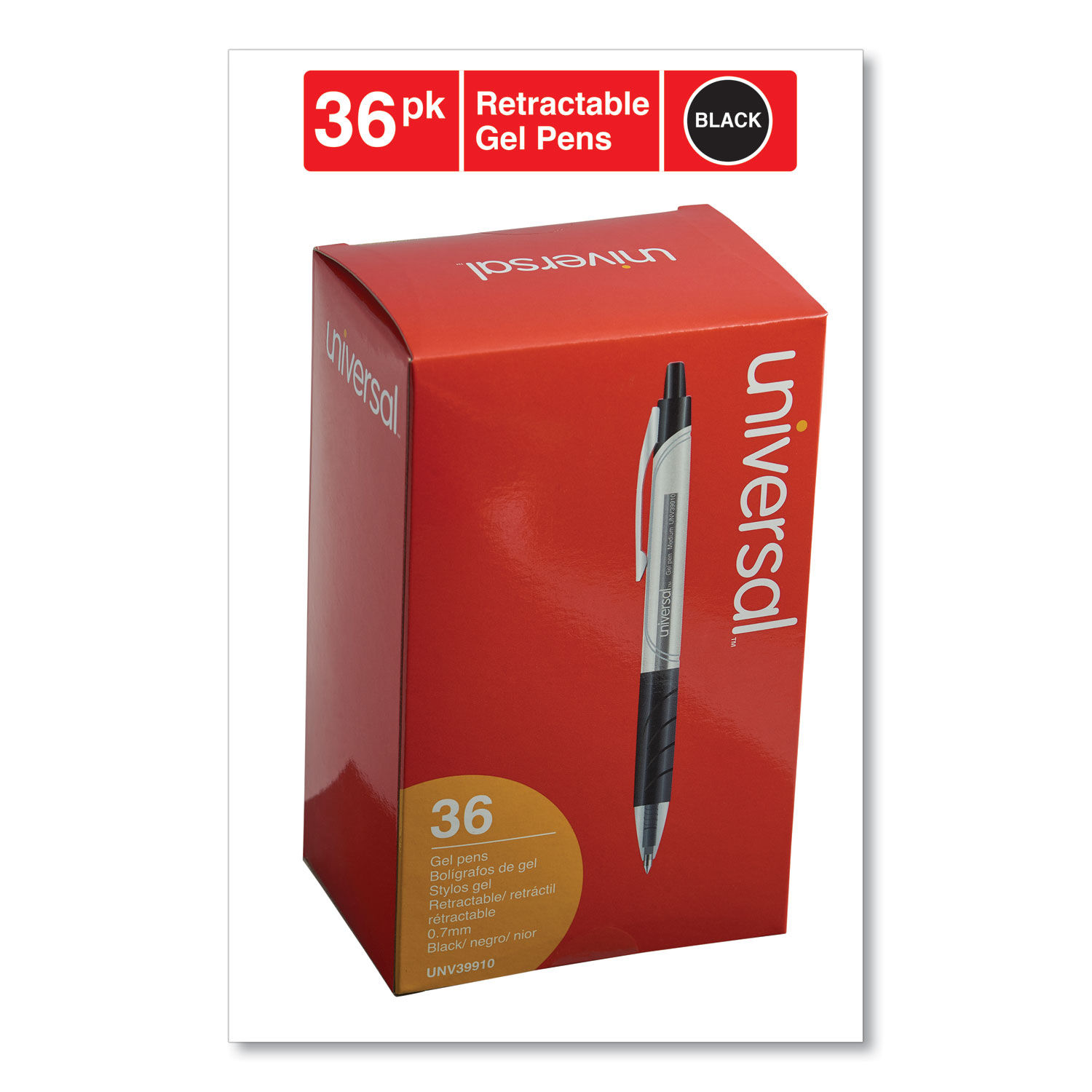 Integra Retractable 0.7mm Black Gel Pens - Case of 12 Pens