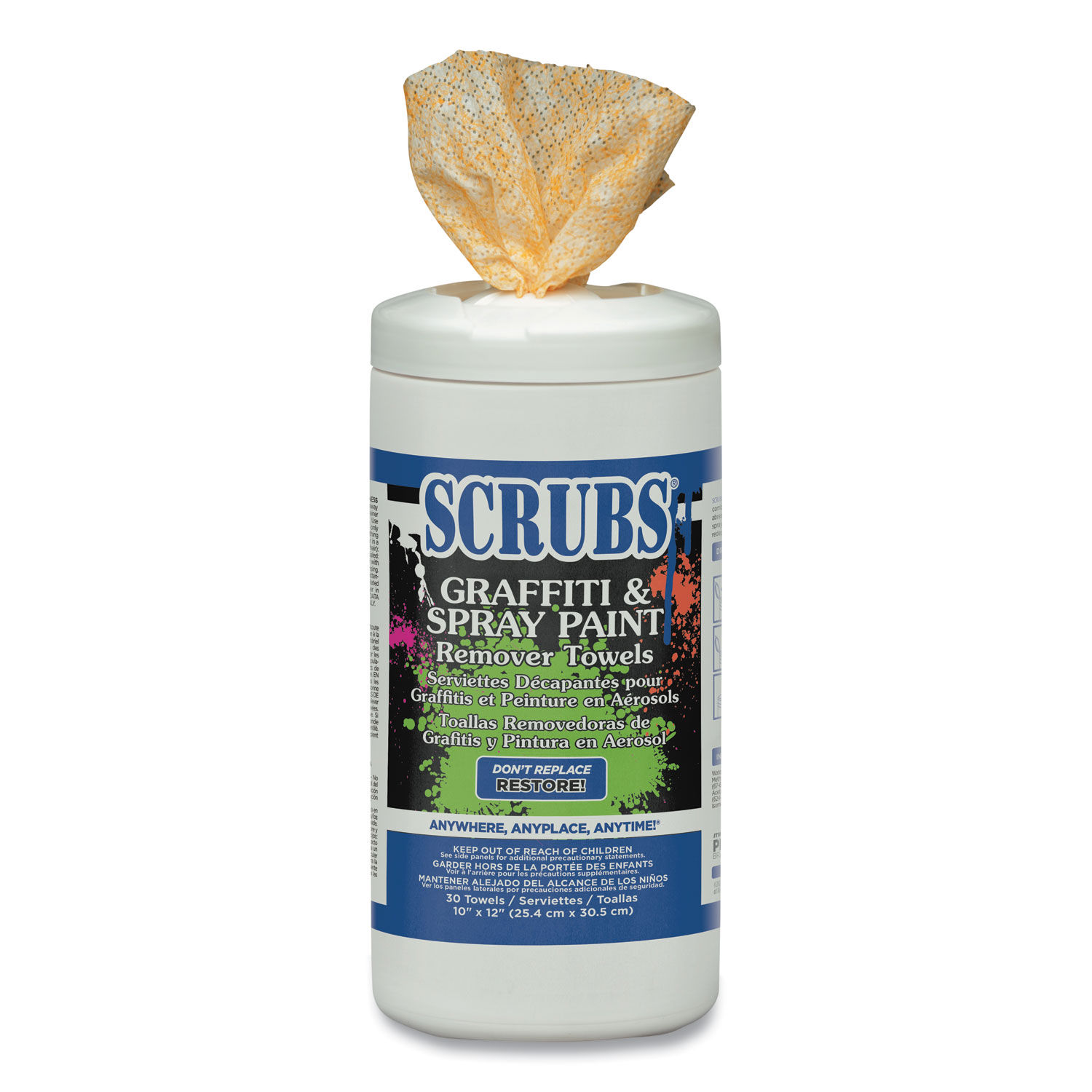 SCRUBS Stainless Steel Cleaner Wipes: Canister, 30 ct Container Size, Ready  to Use, Citrus, 6 PK