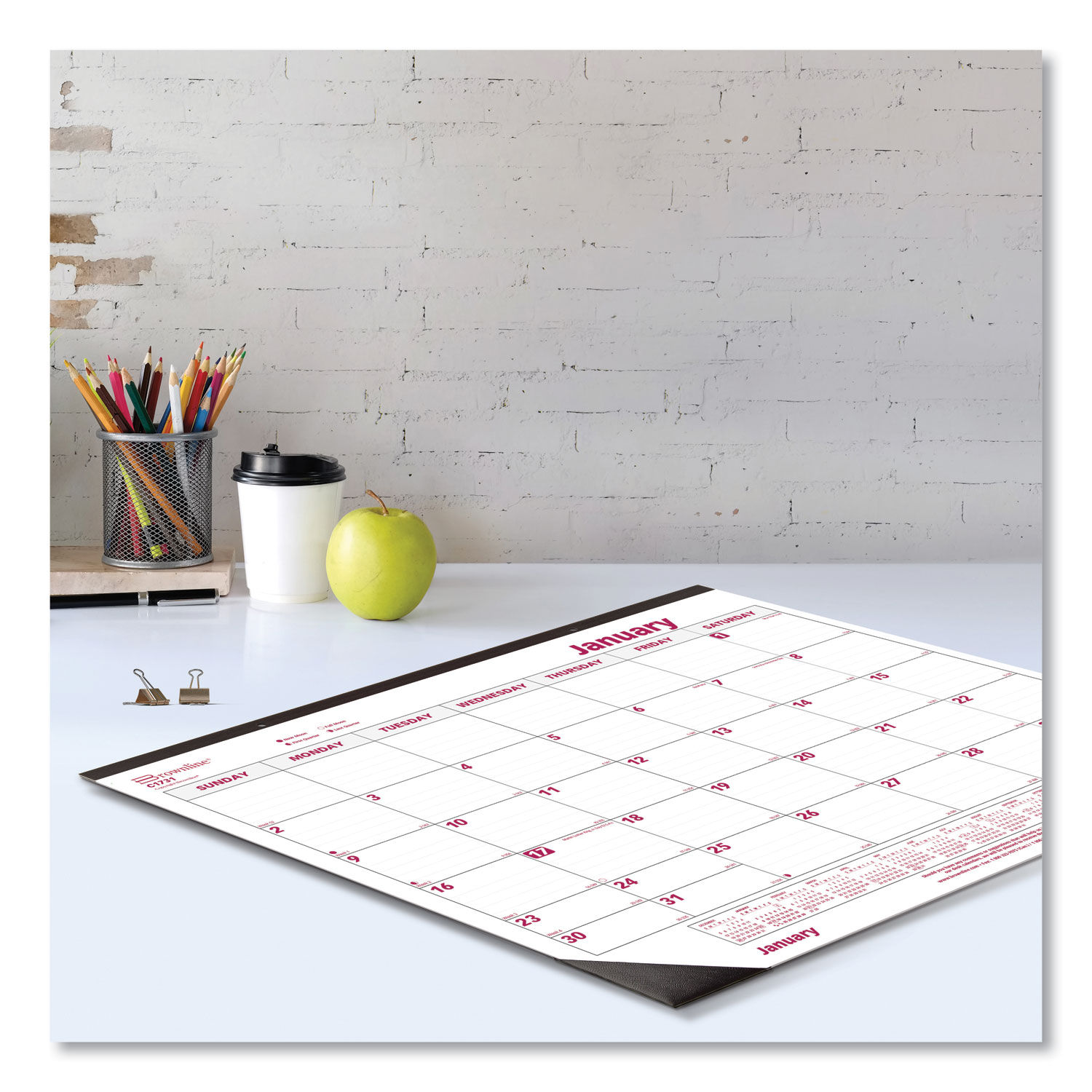 Monthly Desk Pad Calendar by Brownline® REDC1731 | OnTimeSupplies.com
