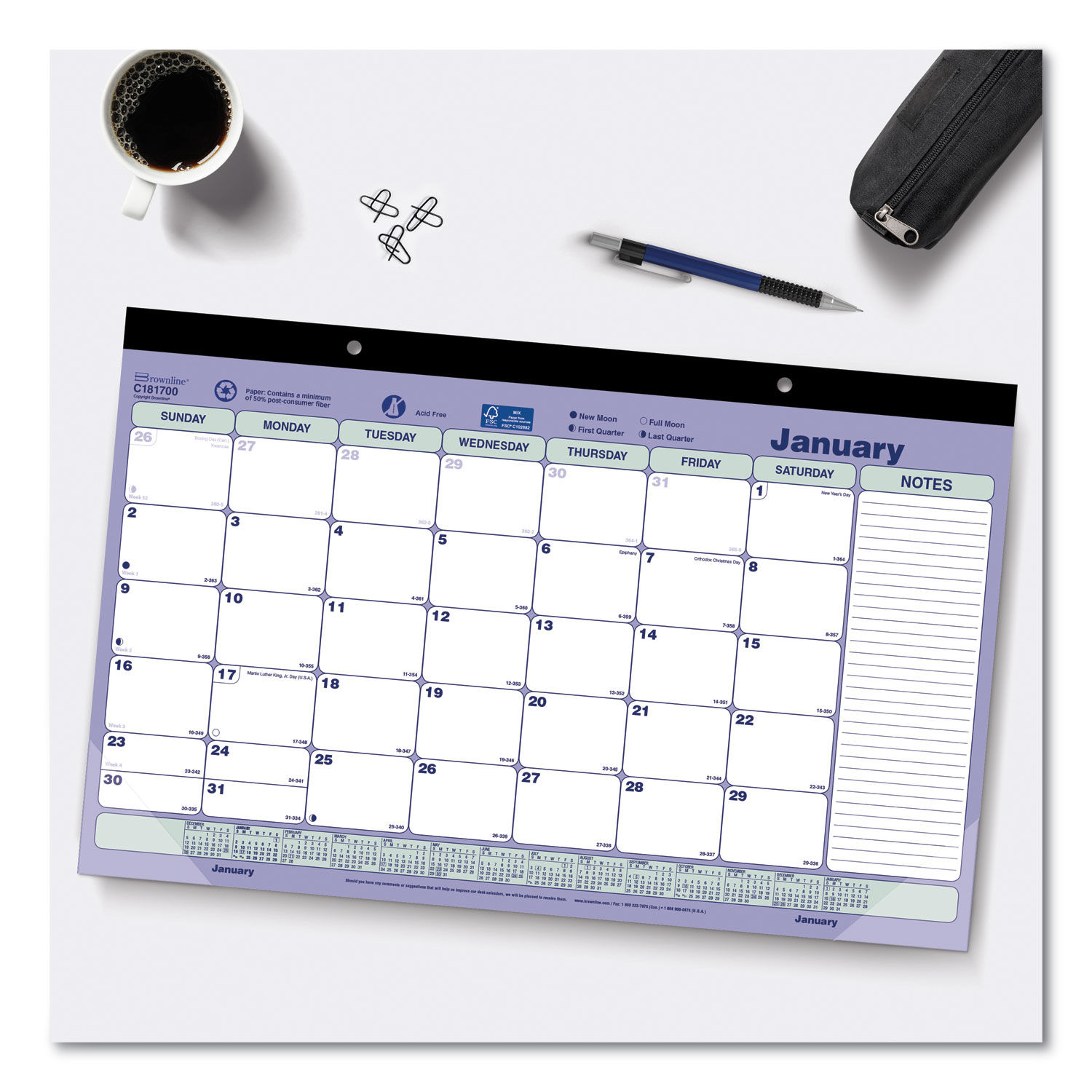 Monthly Desk Pad Calendar by Brownline® REDC181700