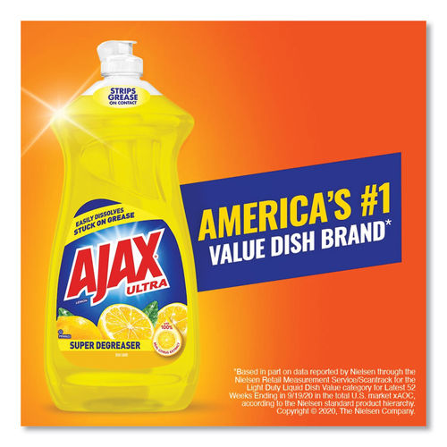 Ajax Dish Detergent, Lemon Scent, 28 oz Bottle, 9/Carton