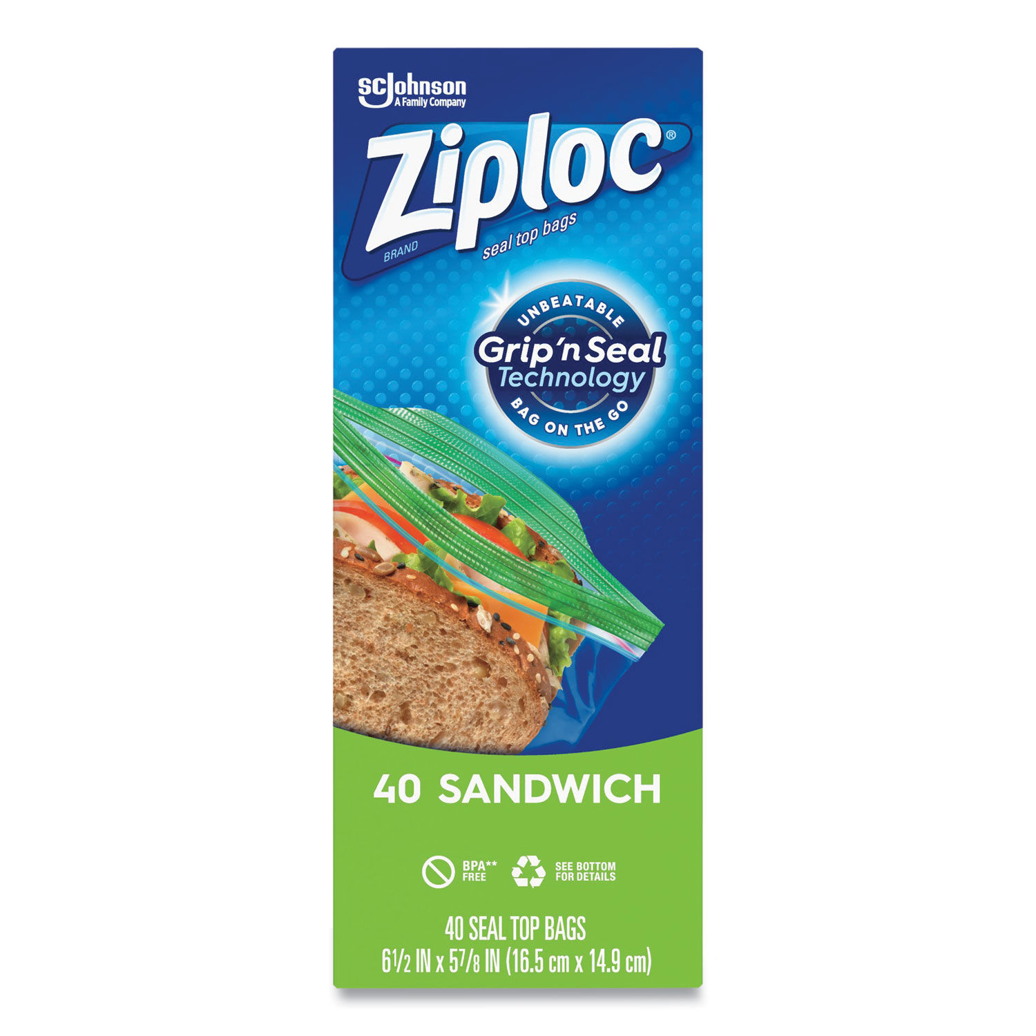 Ziploc® Brand Sandwich Bags with Grip 'n Seal Technology, 50