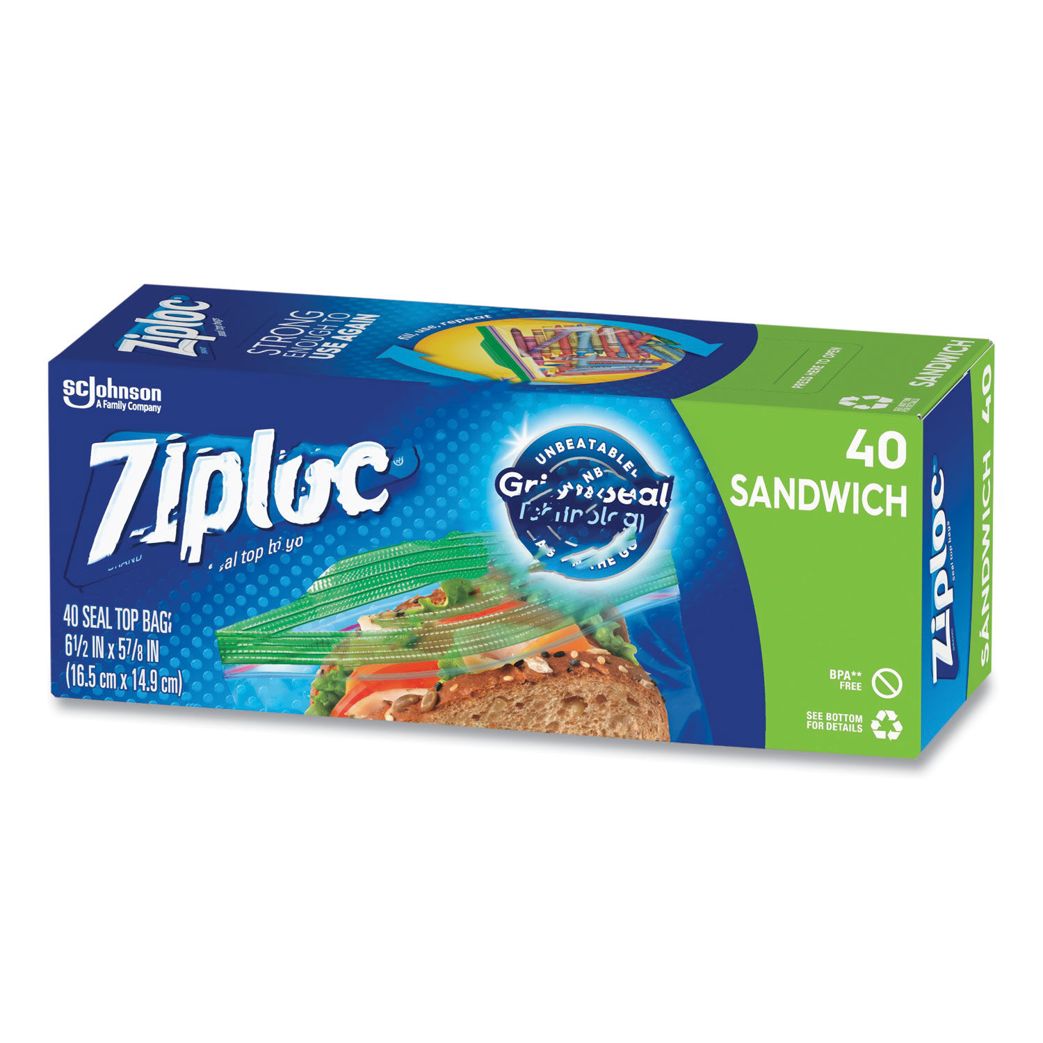 SC Johnson Ziploc® 682255 Sandwich-Size Clear 1.2 mil Poly