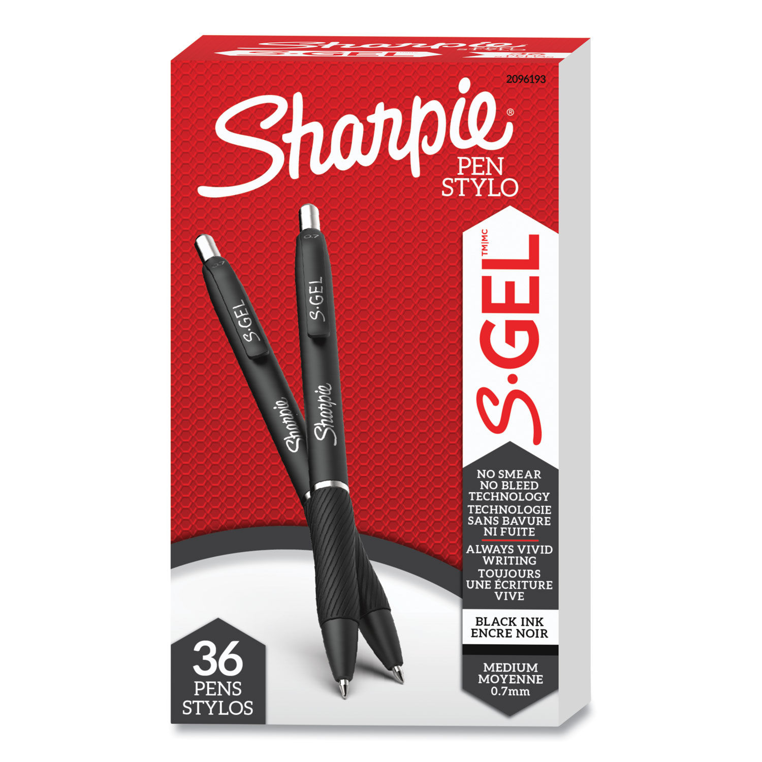 Sharpie S-Gel Retractable Gel Pen, Medium 0.7 mm, Assorted Ink, Black Barrel, 8/Pack