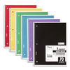 MEA05510 - Spiral Notebook, 3-Hole Punched, 1-Subject, Wide/Legal Rule, Randomly Assorted Cover Color, (70) 10.5 x 7.5 Sheets