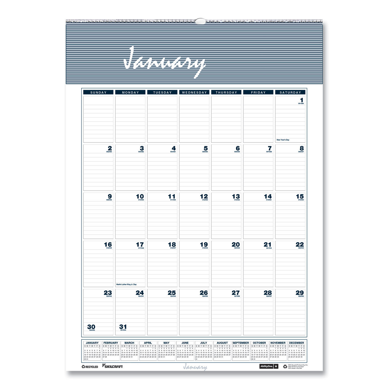 SKILCRAFT Monthly Wall Calendar by AbilityOne® NSN6007633