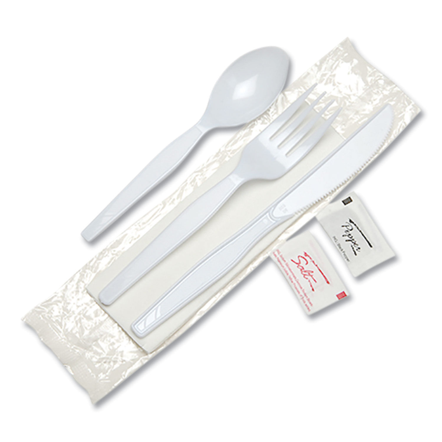 Dixie Combo Pack Tray with Clear Plastic Utensils 90 Forks 30 Knives 60 Spoons