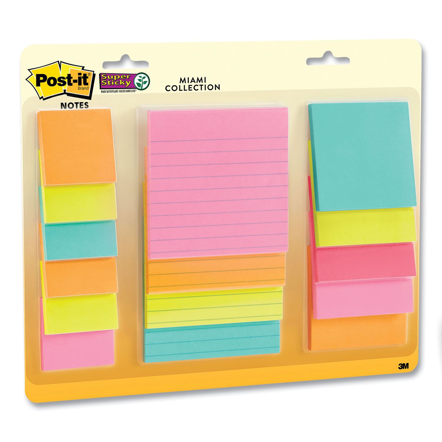 Post-it Notes Super Sticky Pads in Miami Colors, 2 x 2, 90/Pad, 8