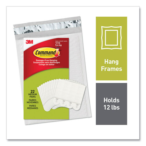 3M Command Picture Hanging Strips, Medium, White - 12 Pack