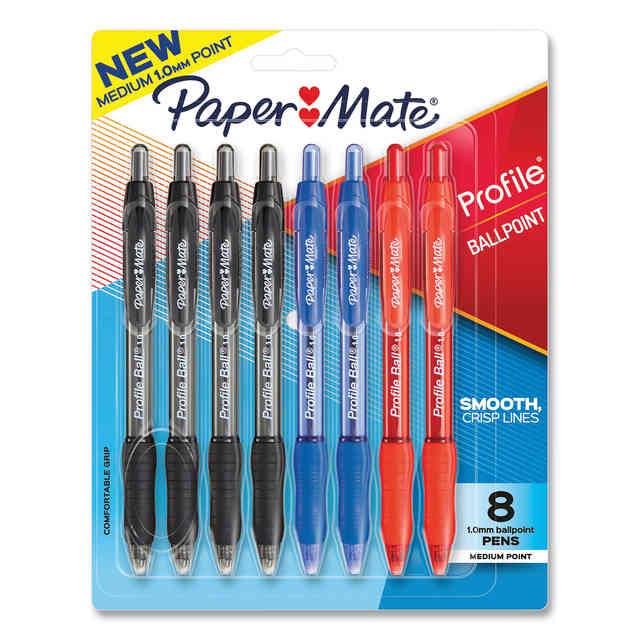  Paper Mate Profile Retractable Ballpoint Pens, Bold Point  (1.4mm), Blue, 12 Count : Ballpoint Stick Pens : Office Products