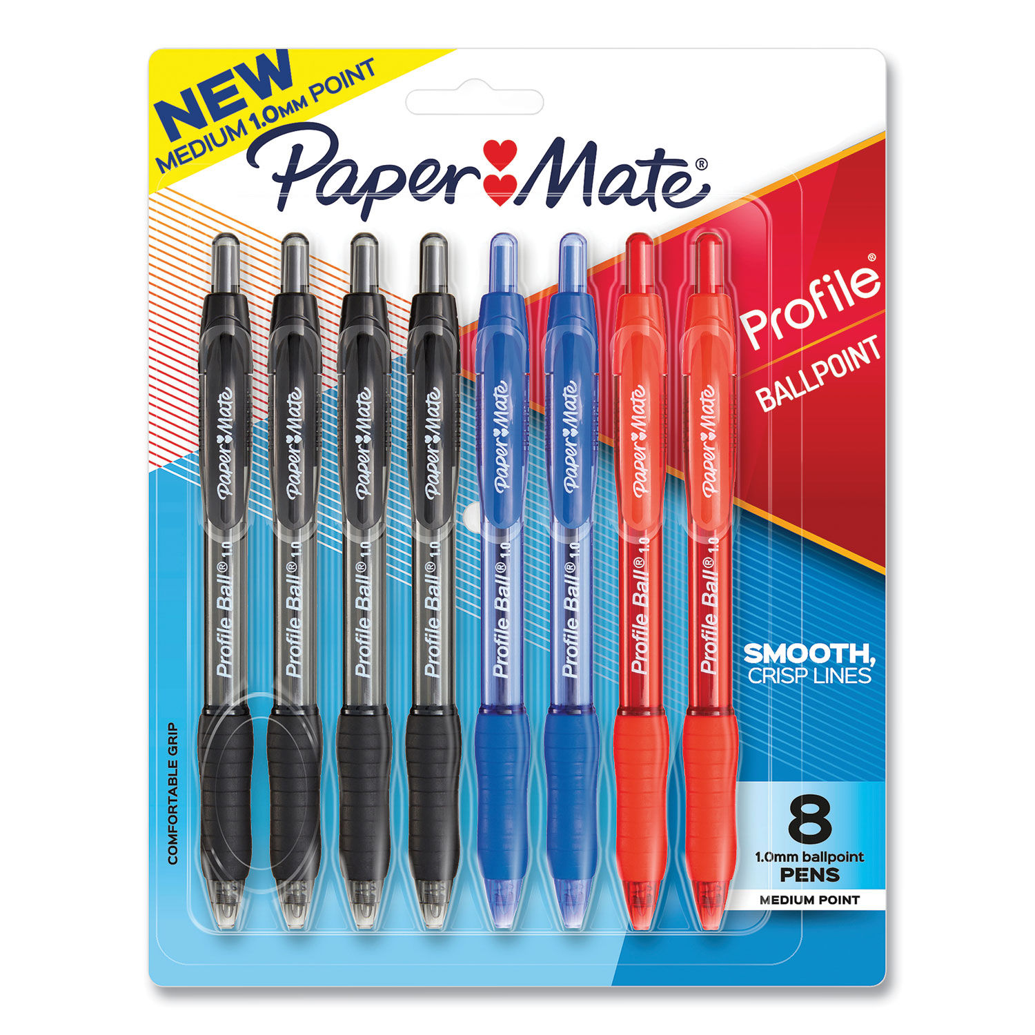 Paper Mate Profile Ball Point Pen, Retractable, B (1.4 mm), Black Ink - 12 pens