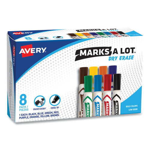 Avery Marks A Lot Large Desk Style Permanent Markers Chisel Point Assorted  Colors Set Of 12 - Office Depot