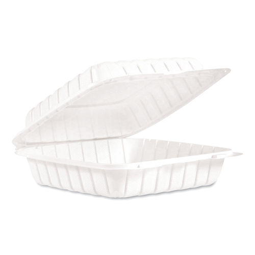 Medium White Takeout Boxes - 9x6 Mineral Filled Hinged Containers