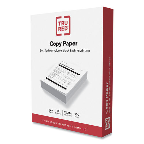  TRU RED 8.5 x 11 Copy Paper, 20 lbs.,92 Brightness,500  Sheets/Ream, 5 Reams/Carton : Office Products