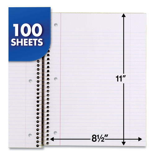 Three Subject Spiral Notebook, College Ruled, 3 Hole Punch, Perforated,  10.5 x 8, 120 Sheets, Assorted Poly Covers