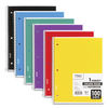 MEA06622 - Spiral Notebook, 3-Hole Punched, 1-Subject, Medium/College Rule, Randomly Assorted Cover Color, (100) 11 x 8 Sheets