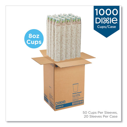 DIXIE PerfecTouch 8 oz. Disposable Paper Cups, Hot Drinks, Coffee Haze  Design, 50/Sleeve, 20 Sleeves/Carton DXE5338CD - The Home Depot