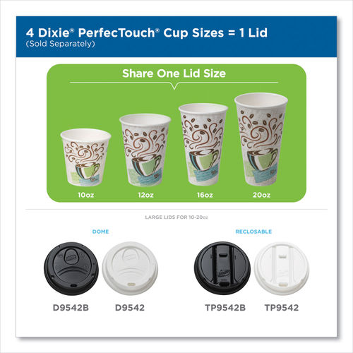 Dixie D9538 PerfecTouch Plastic Dome Lid, Fits 8oz Cup, White