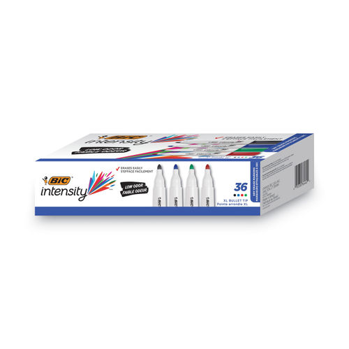 BIC® Intensity Low Odor Fine Point Dry Erase Marker, Fine Bullet Tip, Blue,  Dozen