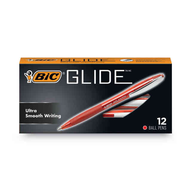 GLIDE Ballpoint Pen, Retractable, Medium 1 mm, Red Ink, Red Barrel, Dozen GLIDE Ballpoint Pen, Retractable, Medium 1 mm, Red Ink, Red Barrel, Dozen
