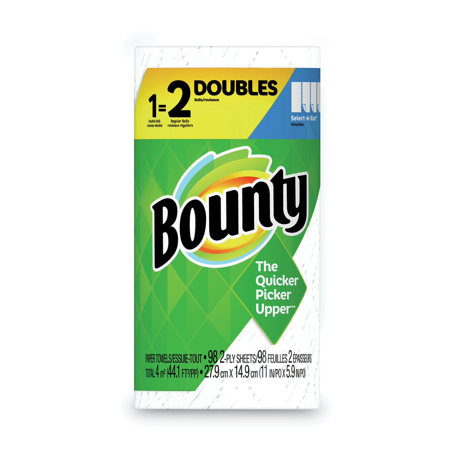 Bounty Select-A-Size Paper Towels, 8 Double Plus Rolls White, 123 Sheets  Per Roll