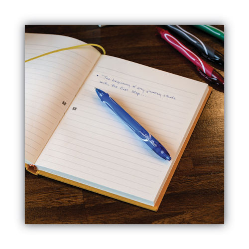 BIC Gelocity Original Long Lasting Retractable Gel Pens, Medium Point, 0.7  mm, Blue Barrel, Blue Ink, Pack Of 12