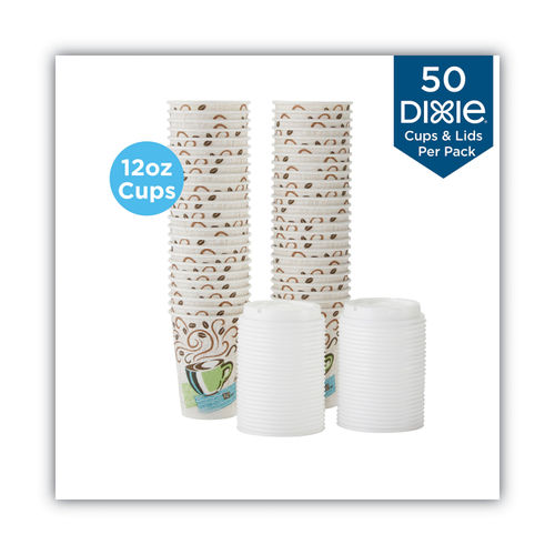 DIXIE PerfecTouch Multicolor 10 oz. Disposable Paper Cups and Lids