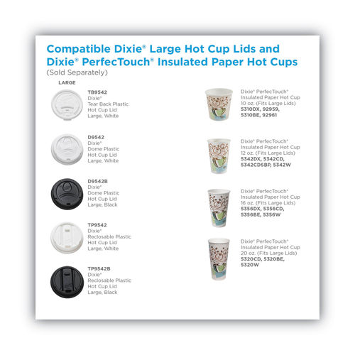 Dixie To Go 12 Oz Insulated Paper Hot Cups, 1000/CS