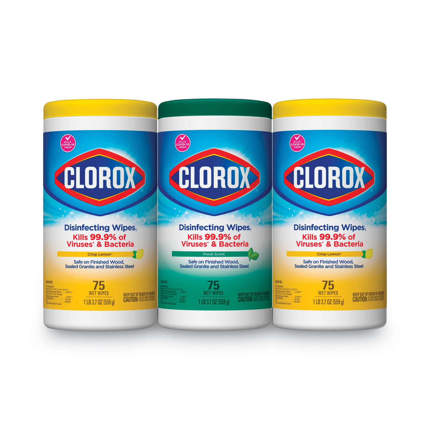 Clorox® Disinfecting Wipes, Lemon Fresh, 75 Wipes (6 PK)