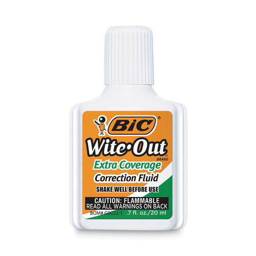 BIC Wite Out Extra Coverage Correction Fluid 20 mL Bottles White Pack Of 12  - Office Depot