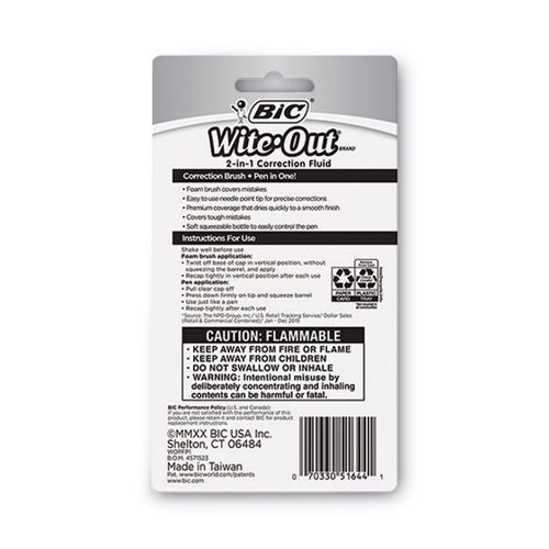 Bic Wite-Out 2 in 1 Correction Fluid 15 ml Bottle White WOPFP11 