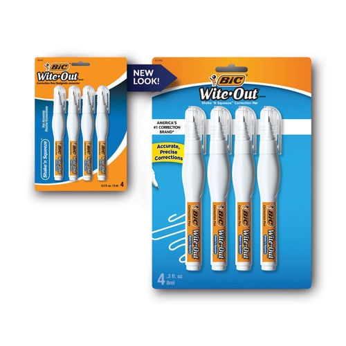 BiC Wite-Out Correction Pen, Shake 'N Squeeze, White - 2 pack