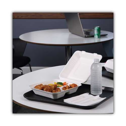 Heavy-Weight Molded Fiber Cafeteria Trays, 3-Comp, 8 1/4 x 9 1/2