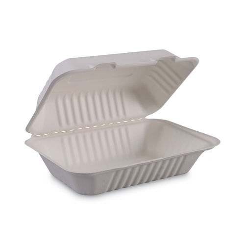 Boardwalk 6 in. x 6 in. x 3.19 in. White Bagasse Food Containers