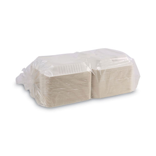 Boardwalk 6 in. x 6 in. x 3.19 in. White Bagasse Food Containers