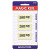 SAN70503 - MAGIC RUB Eraser, For Pencil/Ink Marks, Rectangular Block, Medium, Off White, 3/Pack