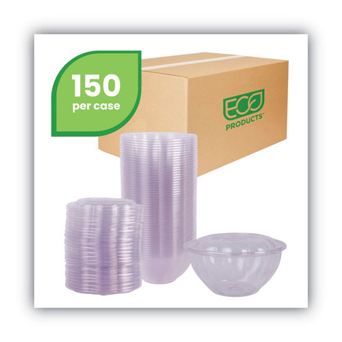 Eco-Products EP-SB32 32 oz. Clear Compostable Plastic Salad Bowl with Lid -  50/Pack