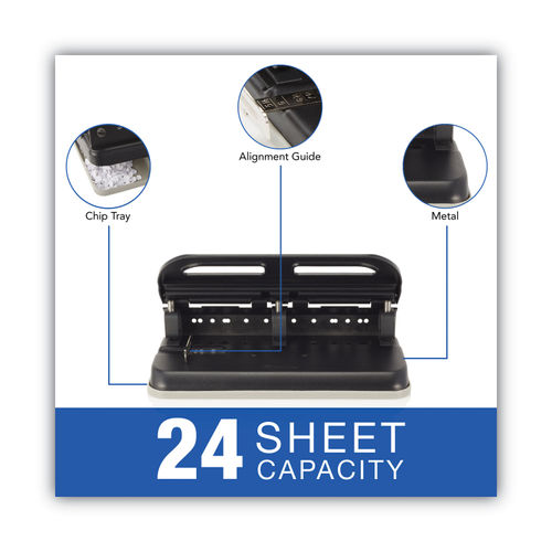 40-Sheet Heavy-Duty High-Capacity Two-Hole Punch, 9/32 Holes, Padded  Handle, Black - Supply Solutions