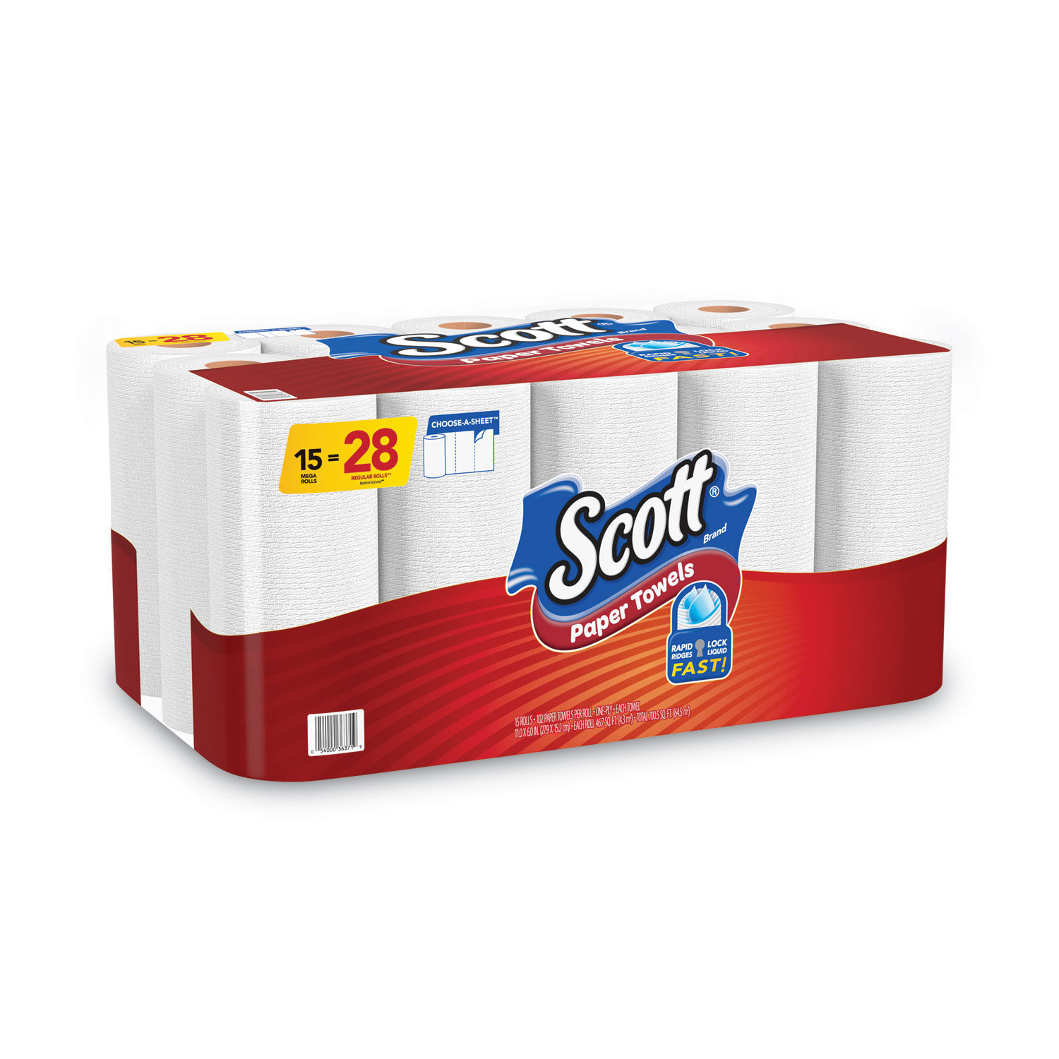 Scott Paper Towels, Choose-A-Sheet - 6 Mega Rolls = 11 Regular Rolls (102  Sheets Per Roll)