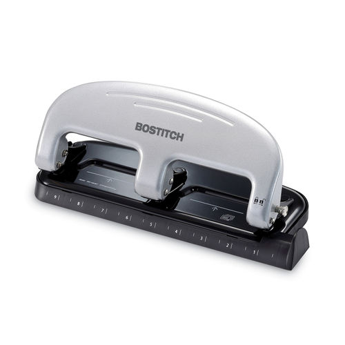 20-Sheet EZ Squeeze Three-Hole Punch, 9/32 Holes, Black/Silver