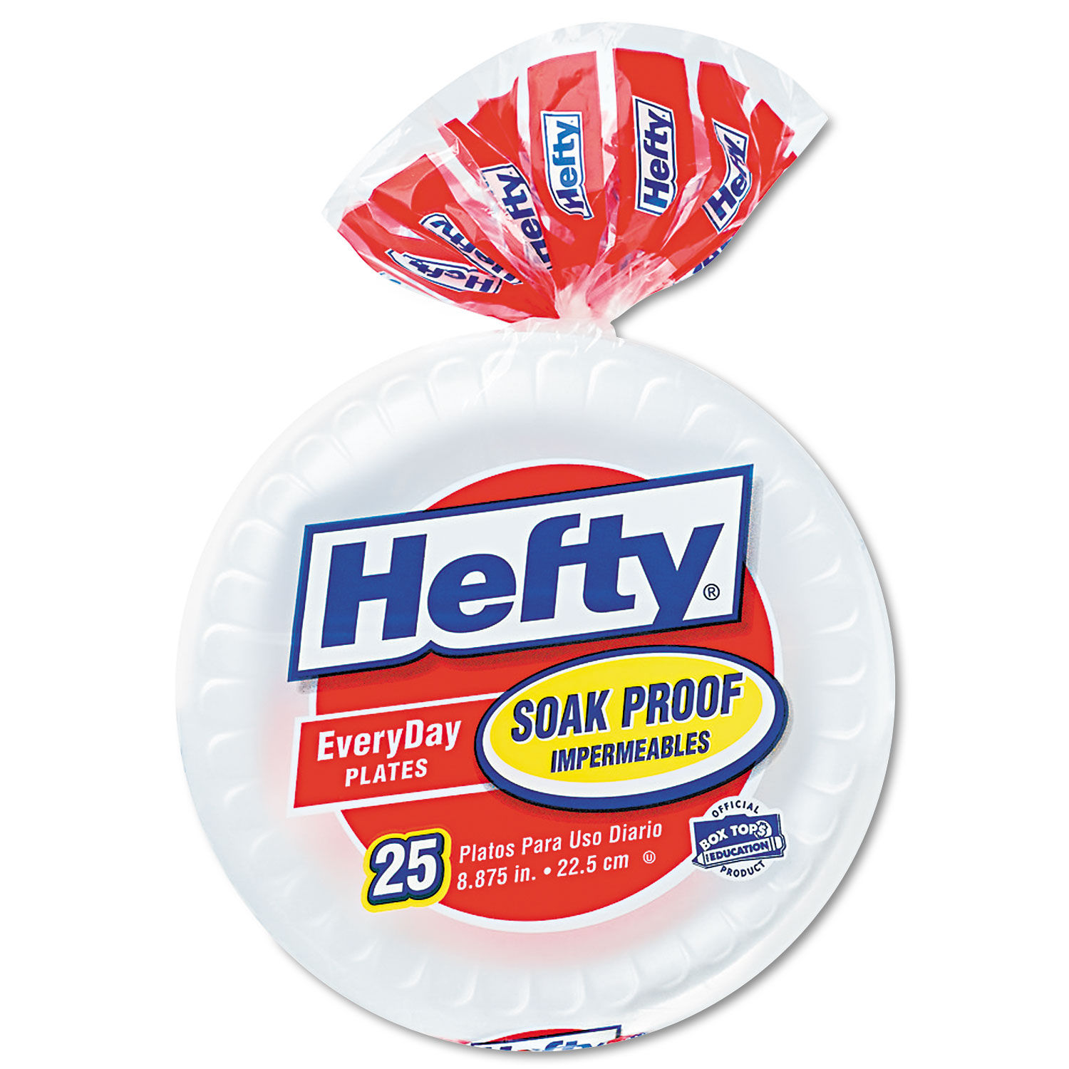 Hefty Soak Proof Foam Lunch Plates, 8 7/8, 100 Count