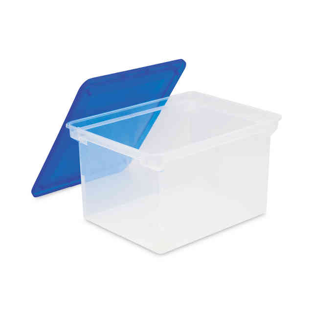 Bankers Box Plastic File/Storage Box, Heavy Duty, Letter/Legal, Clear with  Blue Lid