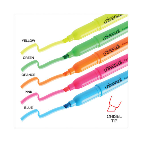 Integra Pen Style Highlighters, Assorted Fluorescent Colors- 5/Set 