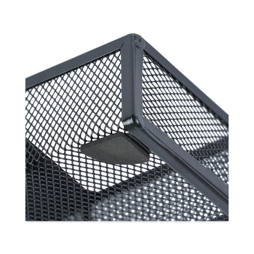 Metal Mesh Deep Desk Drawer Organizer, Six Compartments, 15.25 x 11.88 x  2.5, Black