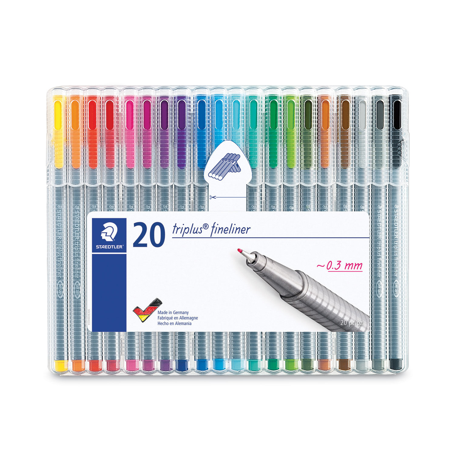 Staedtler Triplus Fineliner Porous Point Pens Fine Point 0.3 mm Gray Barrel  Assorted Ink Colors Pack Of 10 - Office Depot