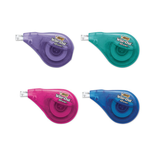 Wite-Out EZ Correct Correction Tape, Non-Refillable, Blue/Yellow  Applicators, 0.17 x 400, 4/Pack