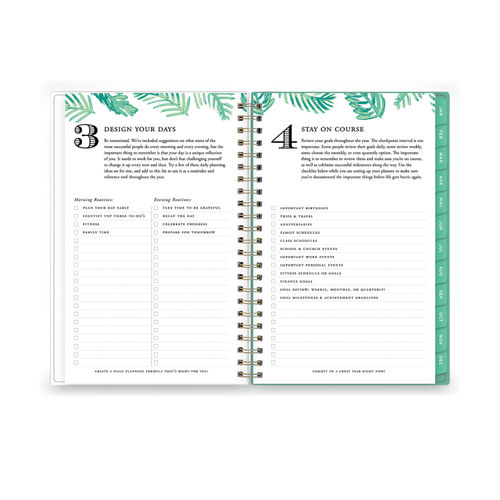 Day Designer Palms Weekly/Monthly Planner, Palms Artwork, 8 x 5,  Green/White Cover, 12-Month (Jan to Dec): 2024